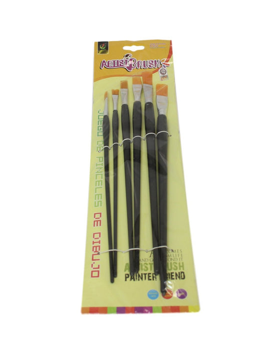 6Piece Artist Brush Set with Soft Bristles Ideal for Painting and Crafts
