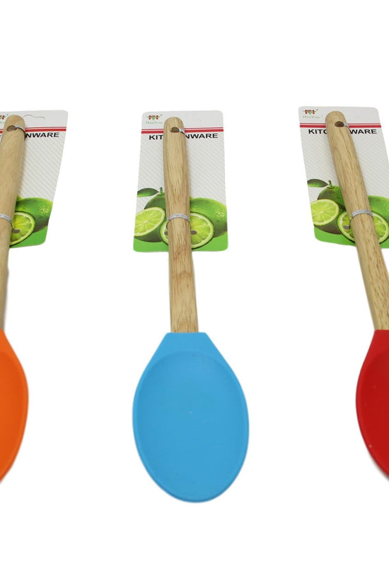 Premium Kitchen Silicone Spoon with Wooden Handle 32cm