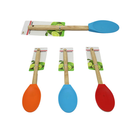 Premium Kitchen Silicone Spoon with Wooden Handle 32cm