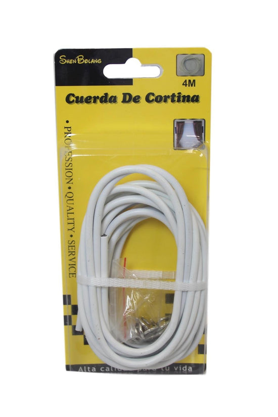 Durable White Net Curtain Wire with Hooks 4m IndoorOutdoor Cord