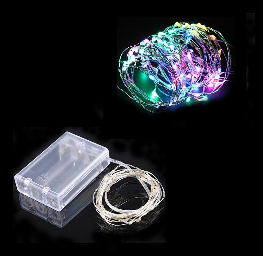 MultiColour LED Lights Aluminium Wire 5m with Flashing Steady Settings