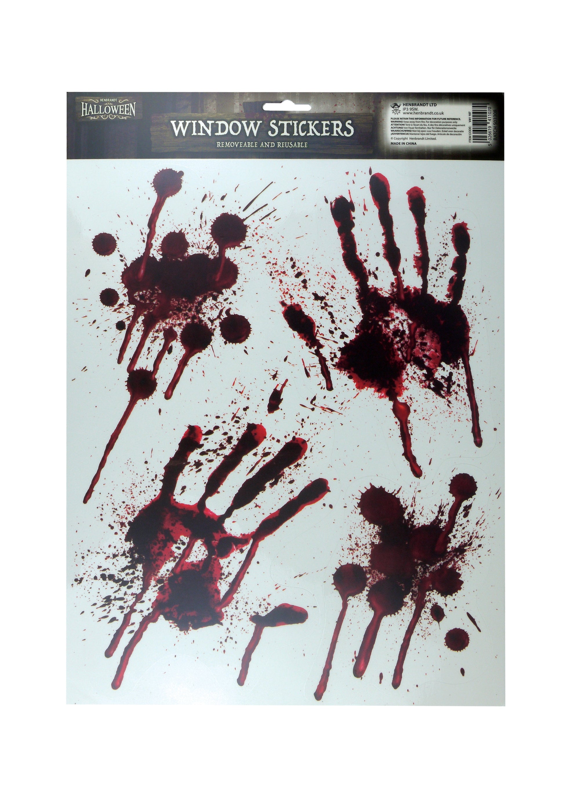 Bloody Hand Window Stickers Halloween Decorations Set