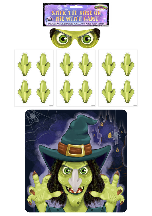 Witch Nose Halloween Game with Blindfold 14 Pieces Set
