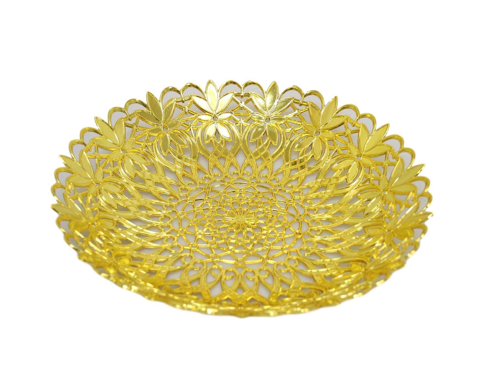 Elegant Gold Plated Plastic Serving Tray 28cm