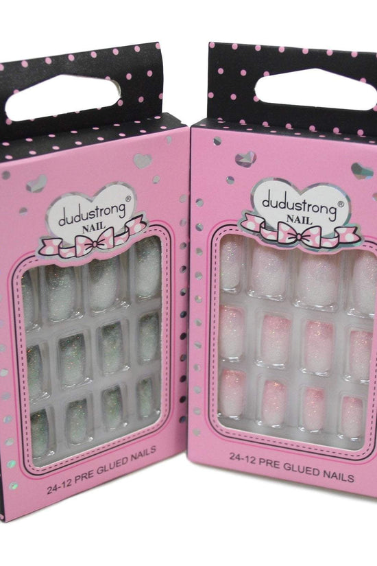 Glitter Square Tip Artificial Nail Extensions Assorted Colours