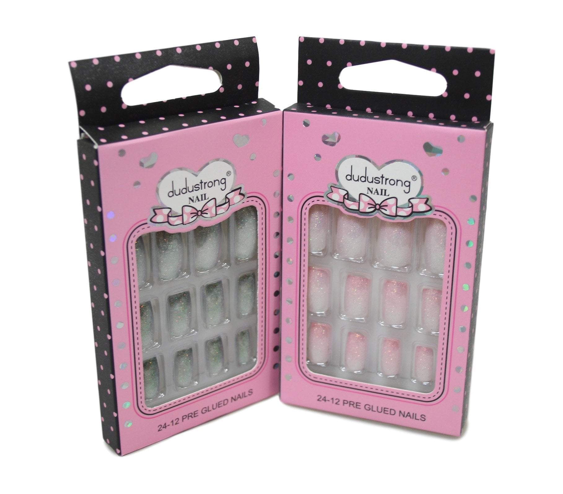 Glitter Square Tip Artificial Nail Extensions Assorted Colours