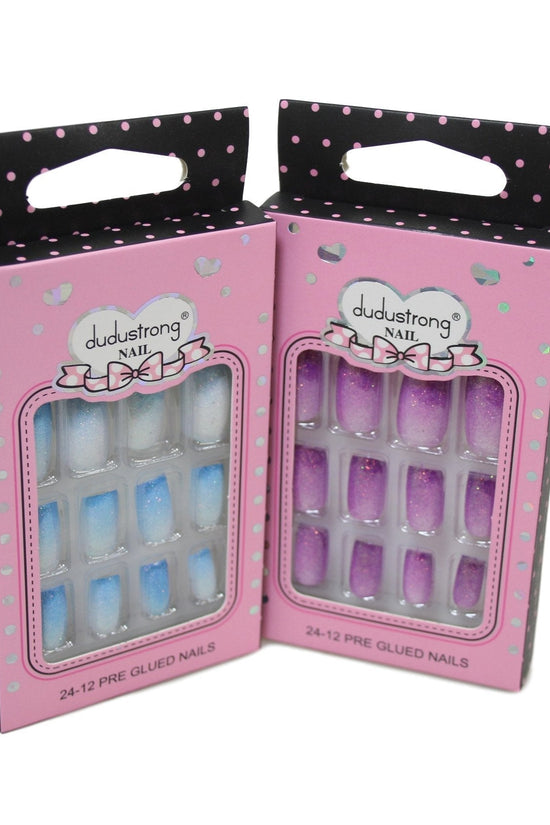 Glitter Square Tip Artificial Nail Extensions Assorted Colours