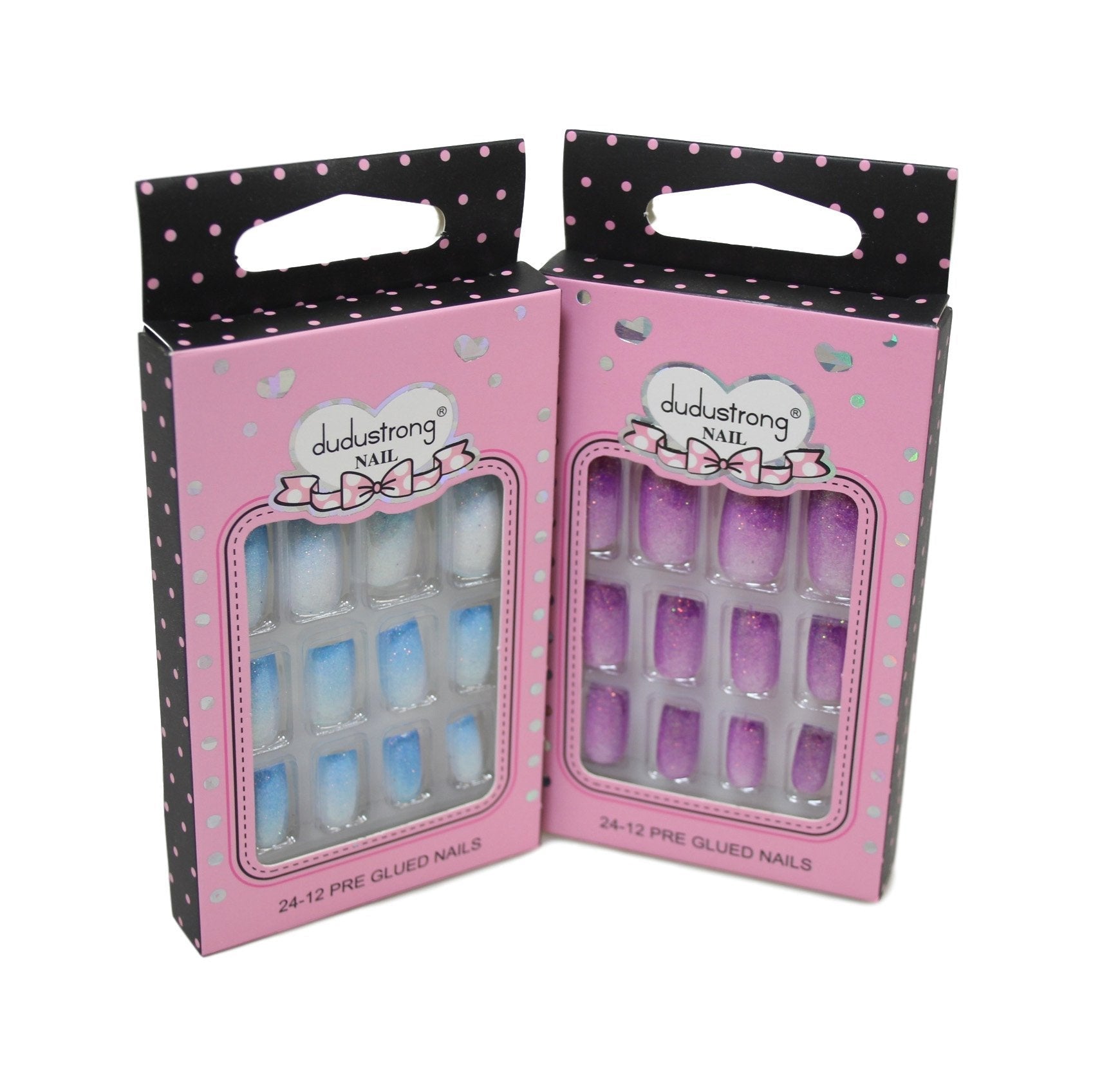 Glitter Square Tip Artificial Nail Extensions Assorted Colours