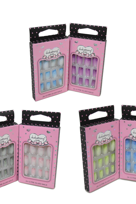 Glitter Square Tip Artificial Nail Extensions Assorted Colours