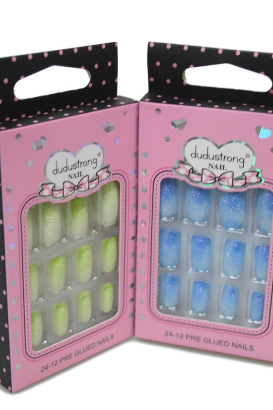 Glitter Square Tip Artificial Nail Extensions Assorted Colours