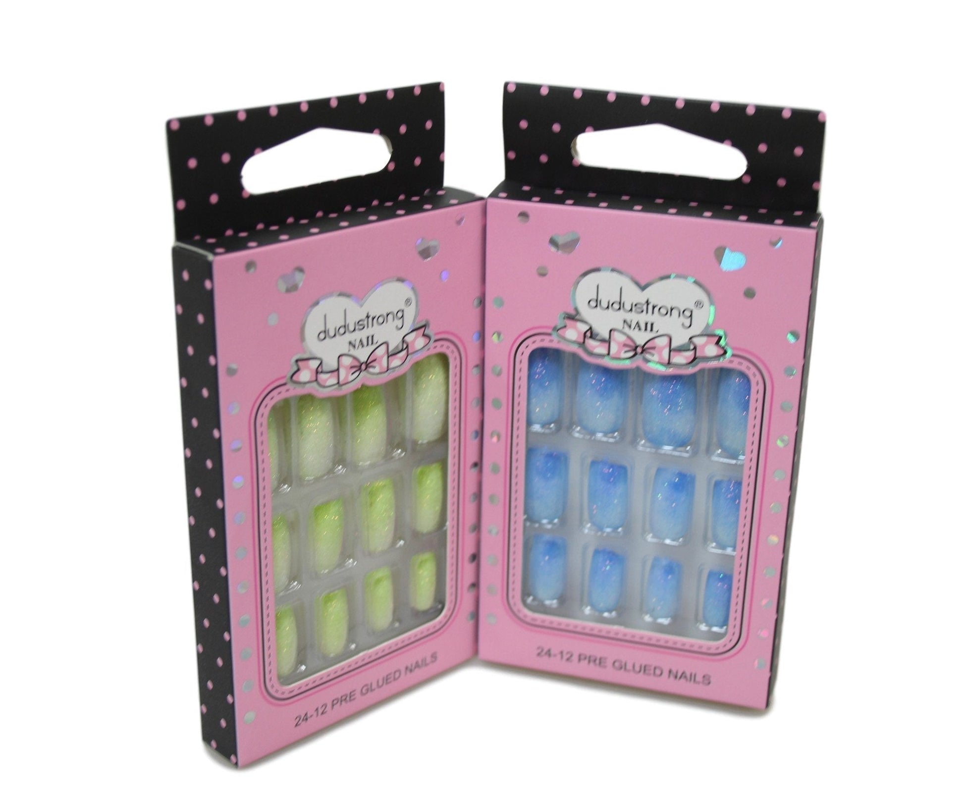 Glitter Square Tip Artificial Nail Extensions Assorted Colours