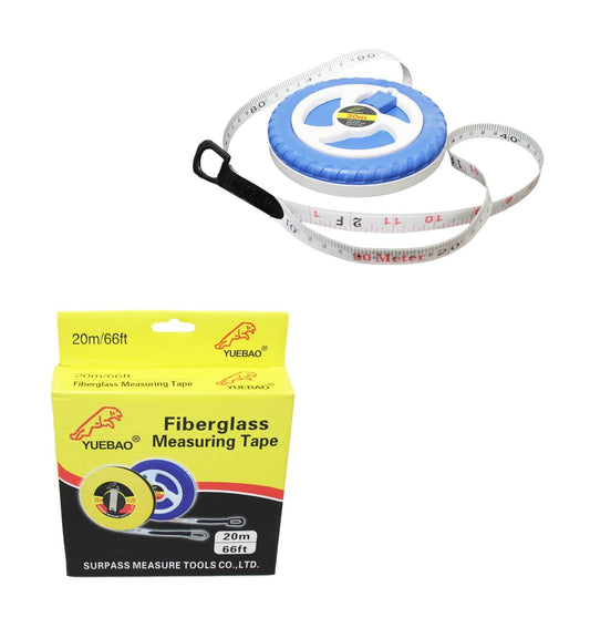 20m Fibreglass Tape Measure with Durable Reel Roll