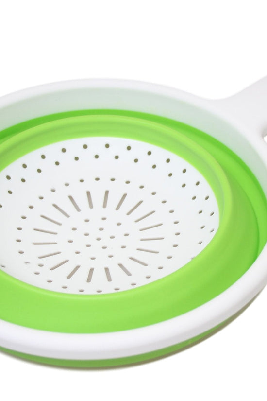 Premium Silicone Plastic Kitchen Collapsible Colander Strainer 3 Colours 2in1 Design