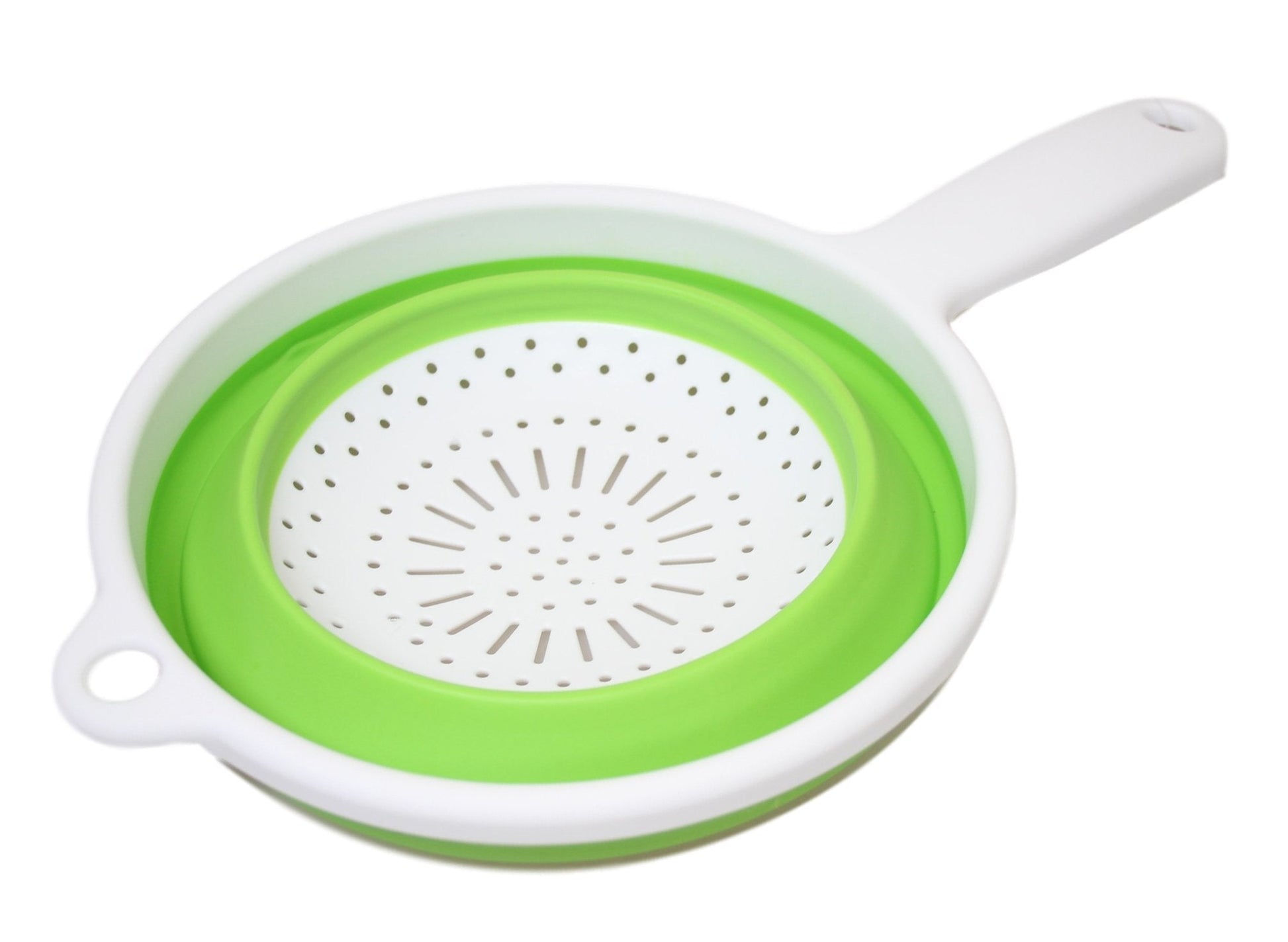 Premium Silicone Plastic Kitchen Collapsible Colander Strainer 3 Colours 2in1 Design