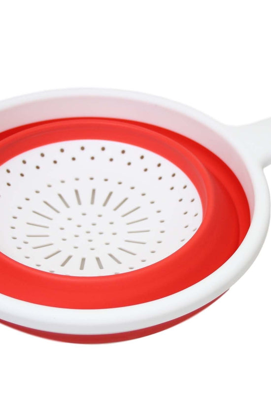 Premium Silicone Plastic Kitchen Collapsible Colander Strainer 3 Colours 2in1 Design