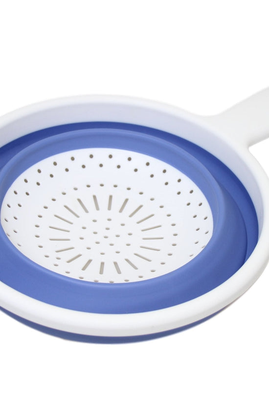 Premium Silicone Plastic Kitchen Collapsible Colander Strainer 3 Colours 2in1 Design