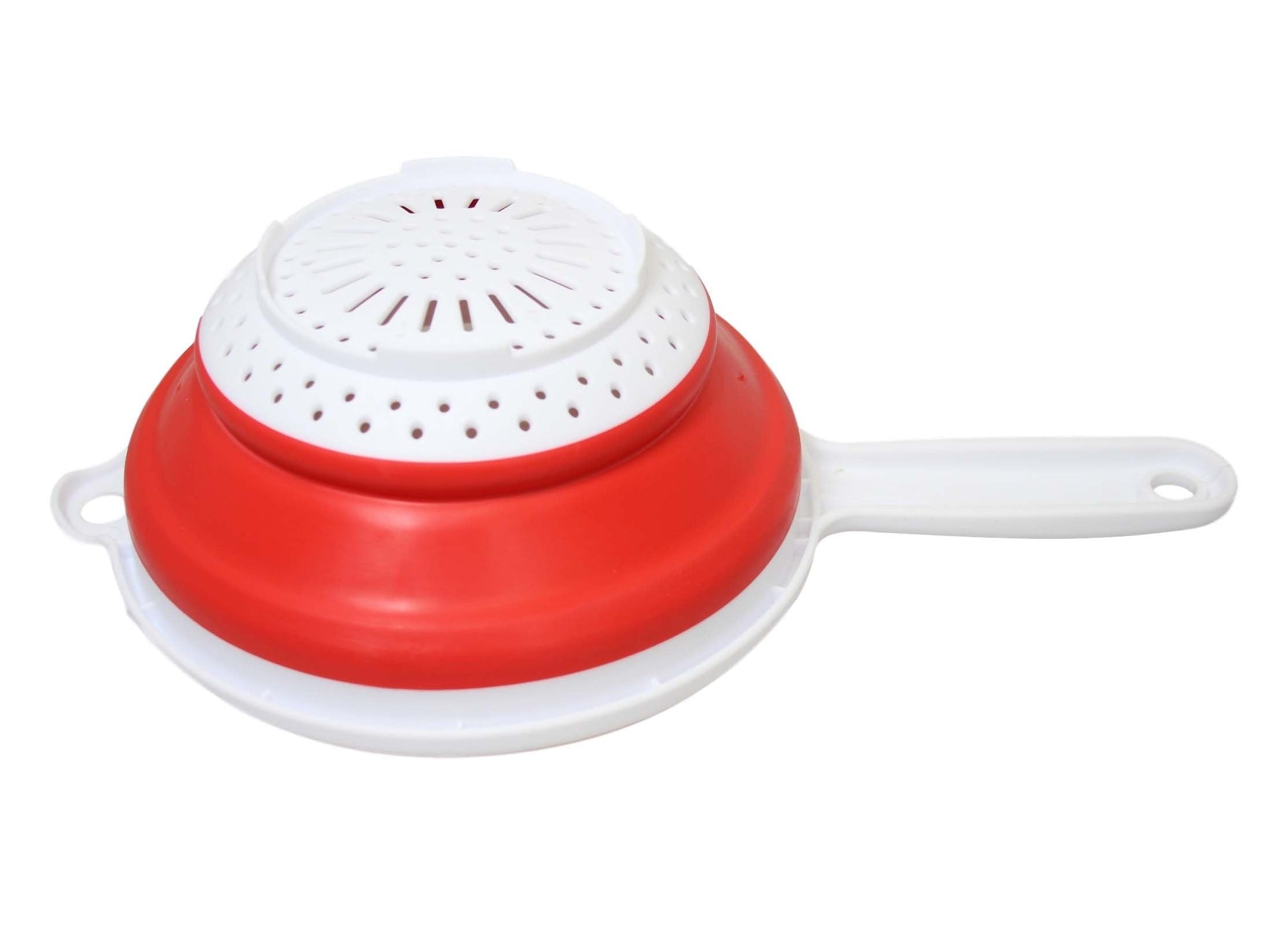 Premium Silicone Plastic Kitchen Collapsible Colander Strainer 3 Colours 2in1 Design