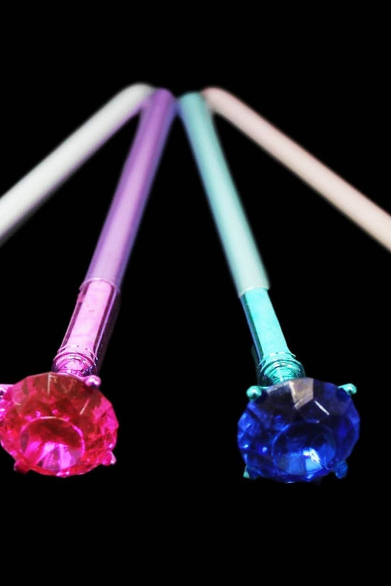 Elegant Black Ink Pen with Metallic Diamond Top in Assorted Colors