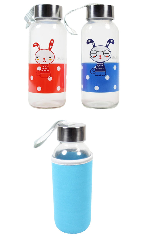 EcoFriendly Glass Water Bottle with Stylish Cover Assorted Colors