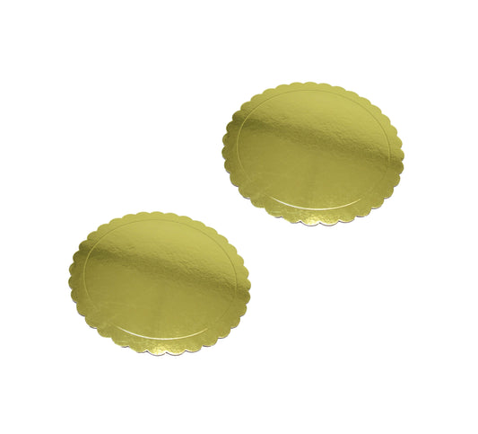 Elegant Metallic Gold Cardboard Cake Dessert Boards 30 cm Pack of 2