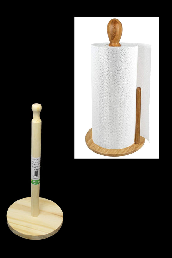 Wooden Kitchen Paper Towel Holder Set with Stick Roll Stand 30cm