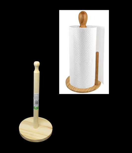 Wooden Kitchen Paper Towel Holder Set with Stick Roll Stand 30cm