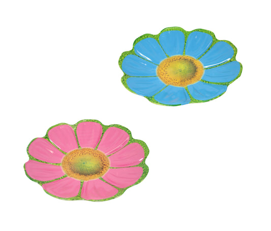 Elegant Plastic Floral Serving Tray Fruit Bowl Set