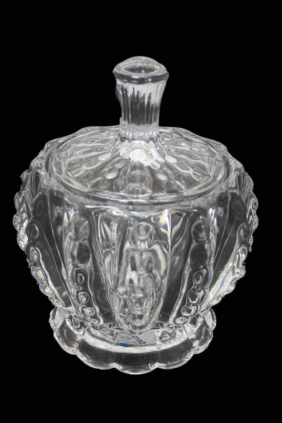 Elegant Crystal Glass Sugar Jar with Lid 8 x 8 cm