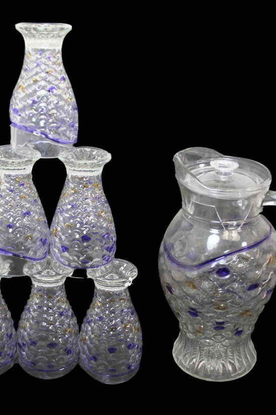 7Piece Glass Water Jug and Glasses Set with Fish Scale Design