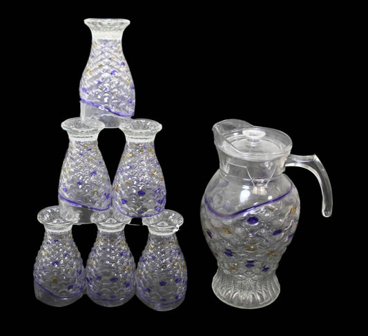 7Piece Glass Water Jug and Glasses Set with Fish Scale Design