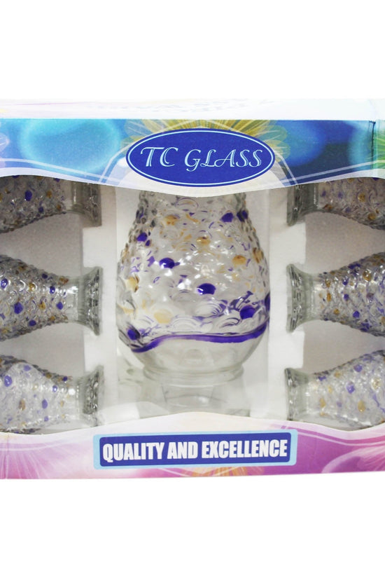7Piece Glass Water Jug and Glasses Set with Fish Scale Design