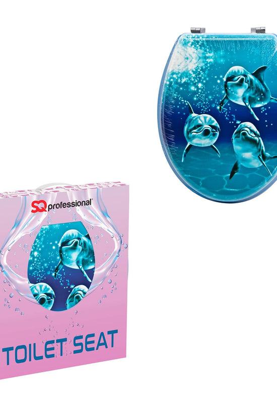 Aquatic Dolphin Trio Sitting Toilet Seat Unique Bathroom Decor