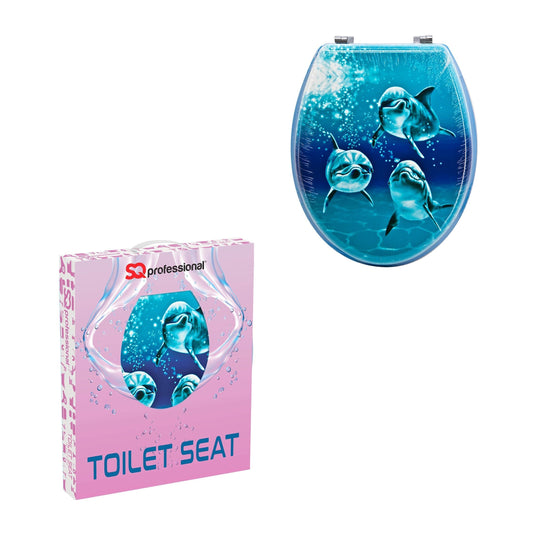 Aquatic Dolphin Trio Sitting Toilet Seat Unique Bathroom Decor