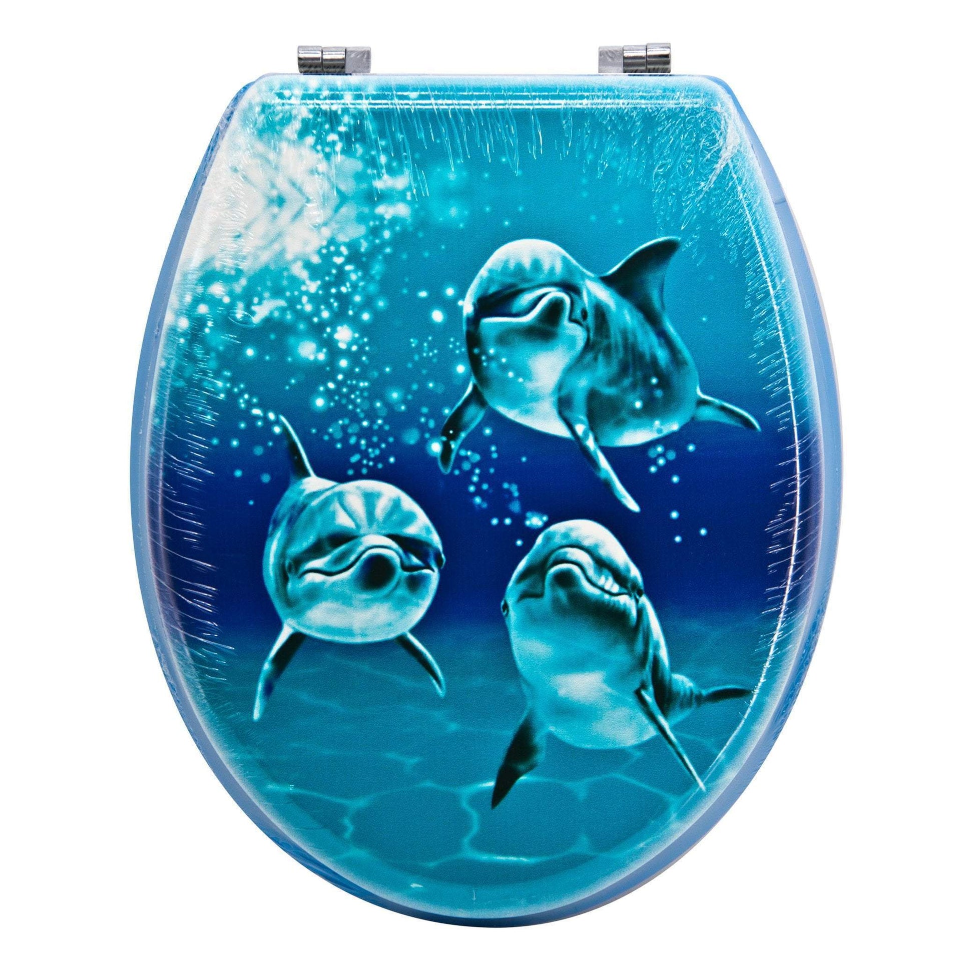 Aquatic Dolphin Trio Sitting Toilet Seat Unique Bathroom Decor