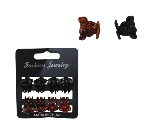 Mini Plastic Hair Clips 1 cm Pack of 8 in Assorted Colors