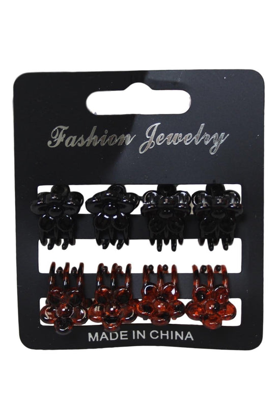 Mini Plastic Hair Clips 1 cm Pack of 8 in Assorted Colors