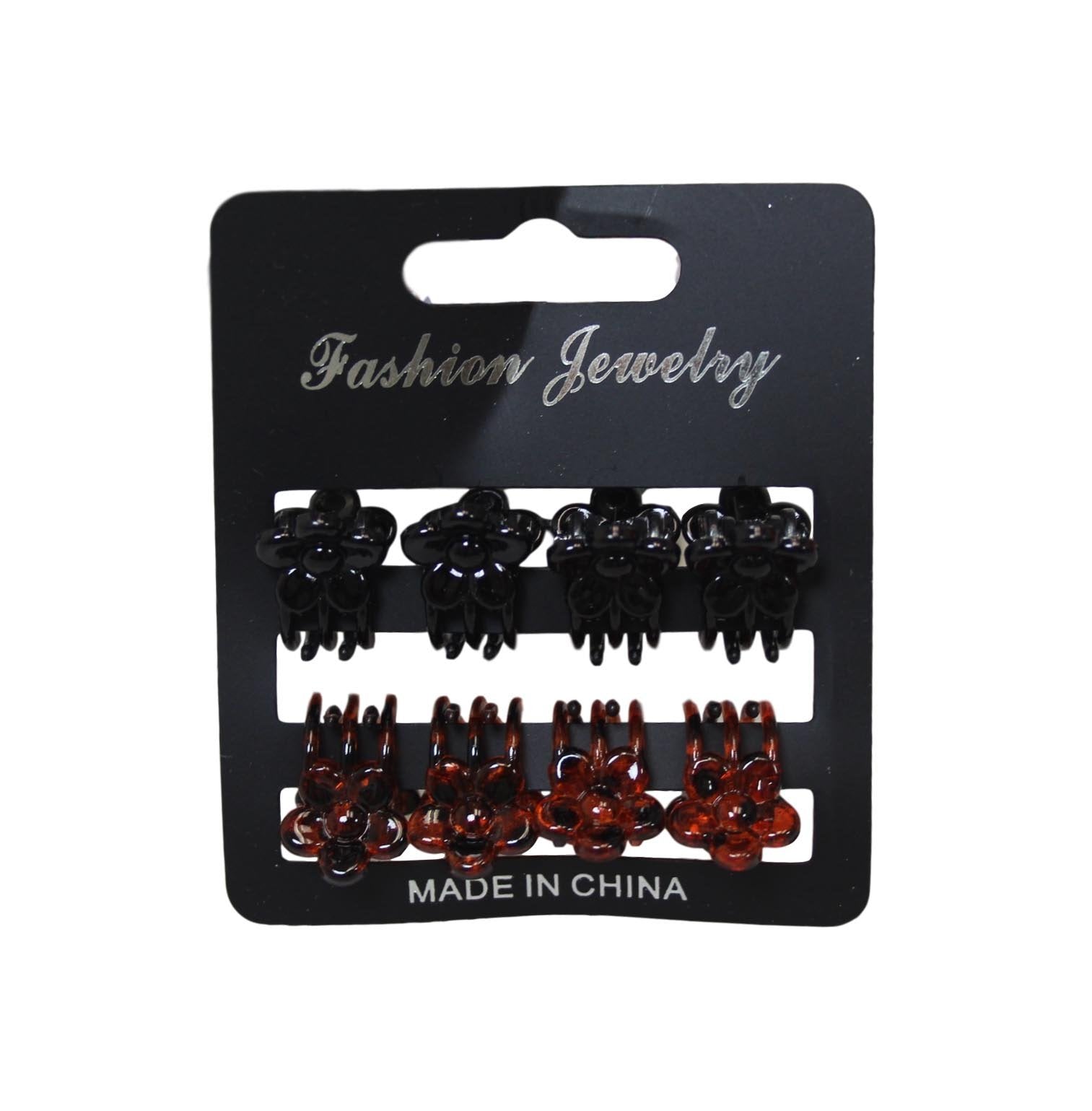 Mini Plastic Hair Clips 1 cm Pack of 8 in Assorted Colors
