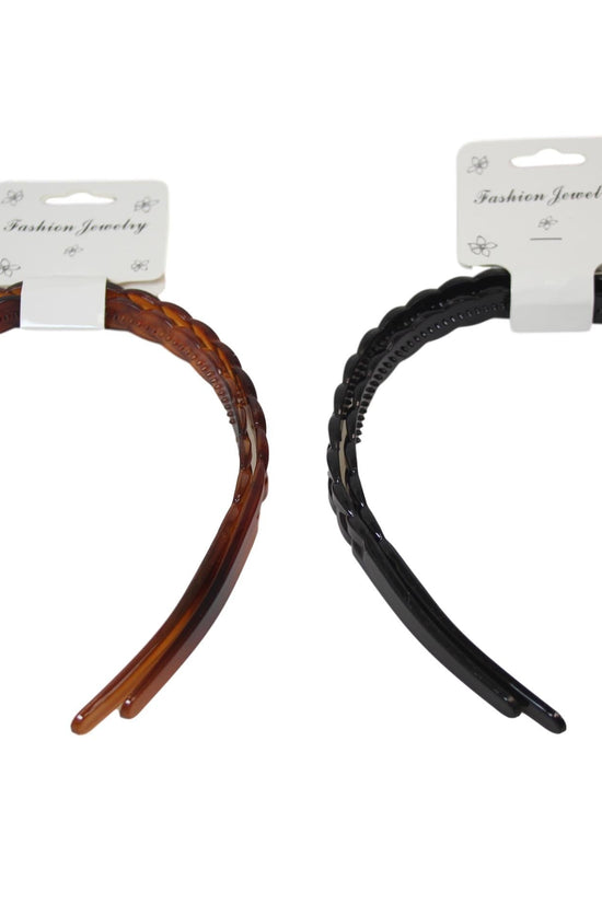 Girls Plastic Wavy Hair Head Bands Pack of 2 Assorted Colors