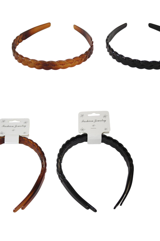 Girls Plastic Wavy Hair Head Bands Pack of 2 Assorted Colors