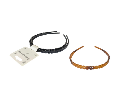 Pack of 2 Assorted Girls Plastic Wavy Hair Head Bands 8mm