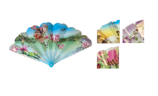 Chinese Folding Hand Fan Assorted Designs 24 x 42 cm