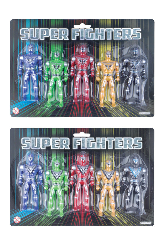 Childrens Super Fighters Set of 5 Assorted 10cm Action Figures