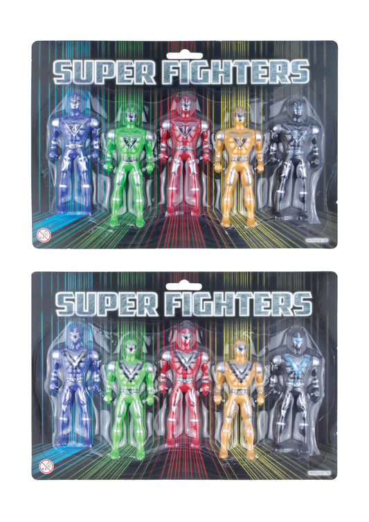 Childrens Super Fighters Set of 5 Assorted 10cm Action Figures