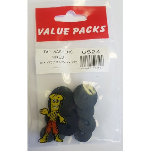Neoprene Tap Washers Assortment Pack 16 Mixed Sizes for DIY Projects