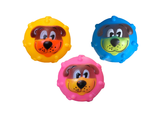 Interactive Pet Dog Toy Squeaky Ball with Fun Dog Design