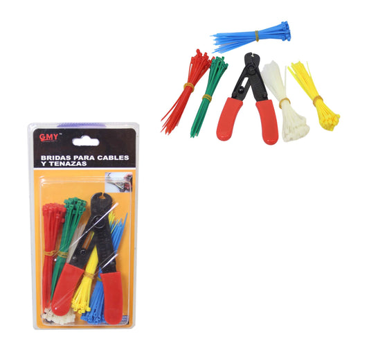 Assorted Color Cable Tie Set with Cutter Builders DIY Kit