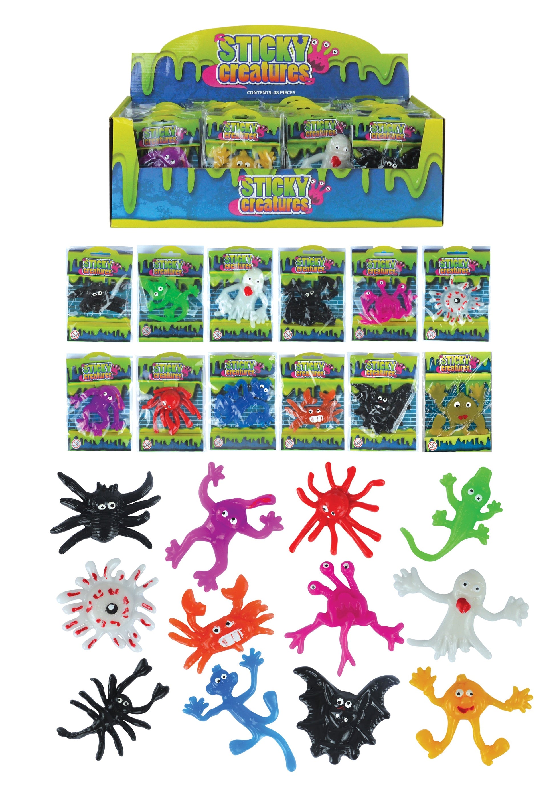Colorful Childrens Sticky Creatures Splatter Toys 911cm Assorted Designs