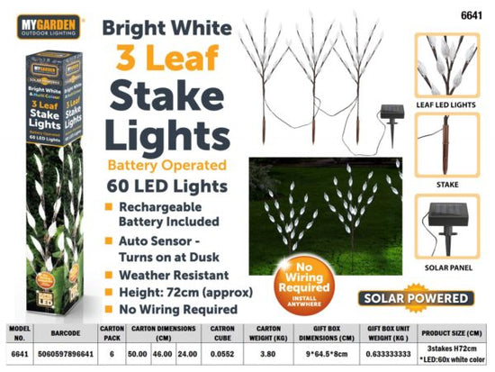 Solar Garden Tree Light 72cm 60 LED Bright White Multicolour