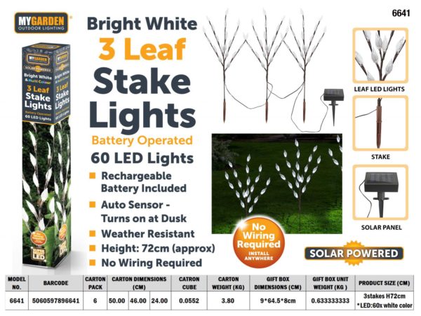 Solar Garden Tree Light 72cm 60 LED Bright White Multicolour