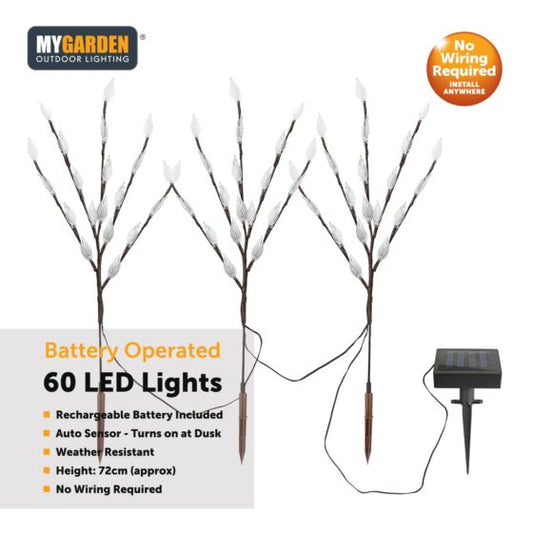 Solar Garden Tree Light 72cm 60 LED Bright White Multicolour